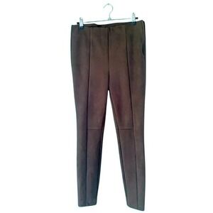 LOFT Women's Brown Faux‎ Suede Pull On Pants Size 6 Zipper Leggings